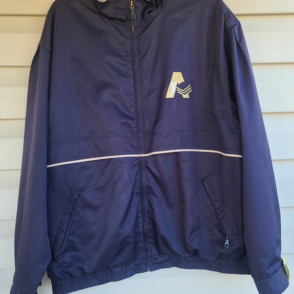 Men's Cutter & Buck 'Pebble Beach' Large Navy-Blue Lined CB Weathertech Zip Jack - Picture 1 of 11